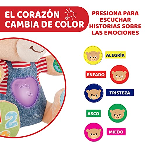 Chicco Osito Enseña Emociones, Peluche Interactivo Bilingüe, Oso de Peluche Educativo con Emociones, Números y Letras, Peluche para Bebés con Luces y Canciones – Juguetes para Niños 6 Meses a 5 Años