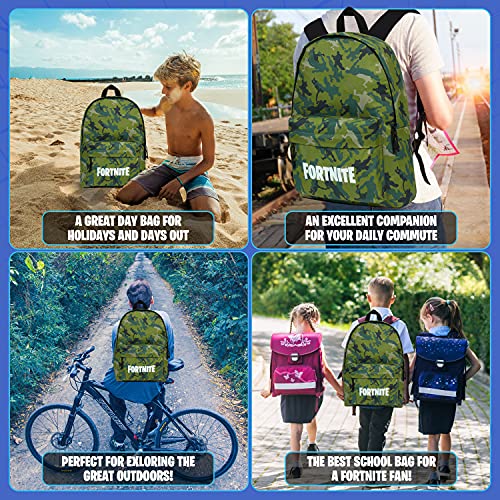 Fortnite Mochilas Escolares, Mochilas Escolares Juveniles de Gran Capacidad, Material Escolar con Merchandising Oficial (Camo Verde)