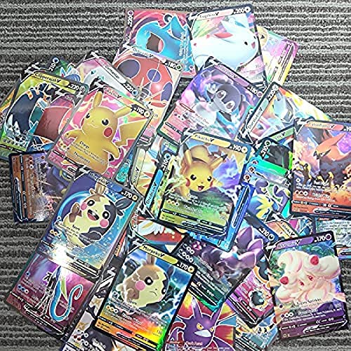 MRZJ Juego de 100 cartas Pokémon VMAX V GX, Flash Trading Puzzle 2021 Nuevo 100VMAX(60V+40VMAX)