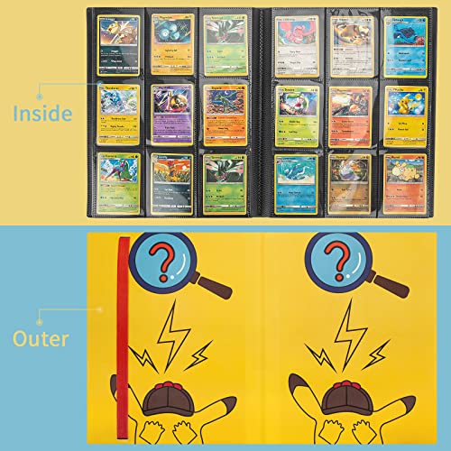 PhD Keisi Album Pokemon para Cartas Coleccionables,Tarjeta PM TCG de Juego, Colección Carpeta Compatible con Pokémon - Tiene Capacidad 324 Tarjetas - 18 páginas Premium - 9 Bolsillos(Yellow)