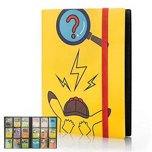 PhD Keisi Album Pokemon para Cartas Coleccionables,Tarjeta PM TCG de Juego, Colección Carpeta Compatible con Pokémon - Tiene Capacidad 324 Tarjetas - 18 páginas Premium - 9 Bolsillos(Yellow)