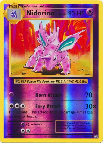 Pokemon - Nidorino (44/108) - Evoluciones XY - Holo inverso