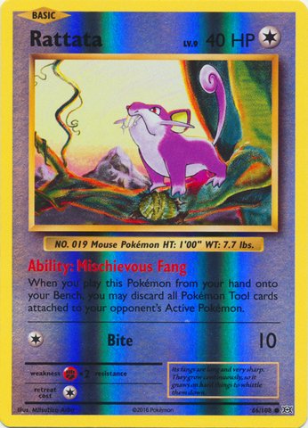 Pokemon - Rattata (66/108) - Evoluciones XY - Holo inverso