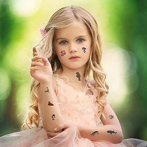 Tatuajes Temporales Para Niños, 40 Hojas Tatuajes de Estilo Mixto Pegatinas, Pegatinas Impermeables Para Tatuajes Dinosaurios, Animales, Piratas y Sirenas, Regalos para Fiestas de Infantiles