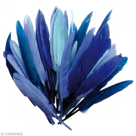 1 bolsa de 10 gramos de plumas indias – Camaïeu azul