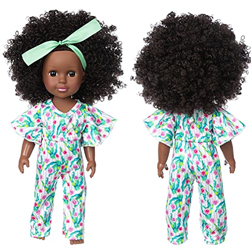 14 Pulgadas Muñeca Negra para Niñas Muñeca Afroamericana Muñecas de Silicona Realista Muñecas Africana Negro Renacido Muñecas del Bebé del Juguete con 2 Piezas de Vestido