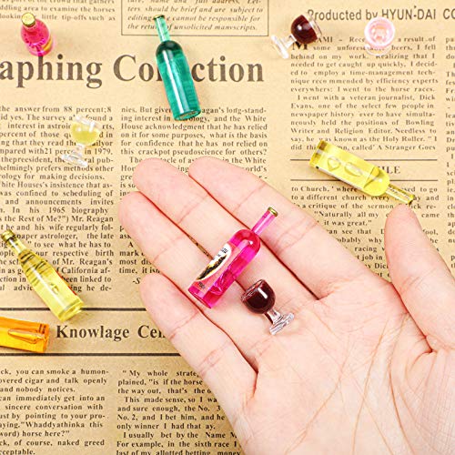 18 Botellas de Vino Copas de Champán de Casa de Muñecas Copas de Vino en Miniatura Mini Botellas de Vino Tinto de Colores Botellas de Bebida en Miniatura de Cocina