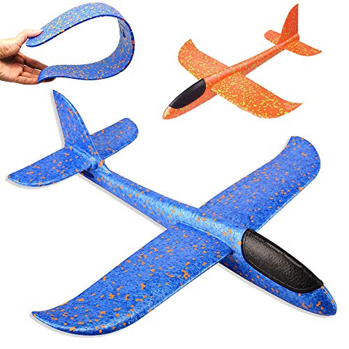 2 piezas Avión de espuma de poliestireno,juguete de avión para niños Planeador de tiro al aire libre Planeador manual Modelo de juego de espuma voladora Regalo de juego para Niño Niña Cumpleaños