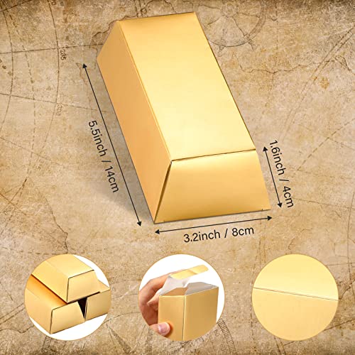 24 Barras de Oro Caja de Regalo de Barra de Oro Falsa Caja Regalo Dorado Caja de Tesoro de Papel de Aluminio Ladrillo Oro de Papel Suministro Fiesta Tema Pirata Casino, 5,5 x 3,2 Pulgadas