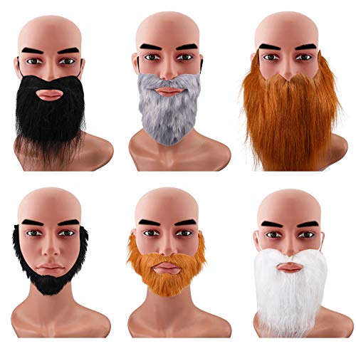 6 Bigotes Falsos Barba de Halloween Bigotes Postizos Divertidos Accesorios de Disfraz Materiales de Fiesta para Adultos Niños