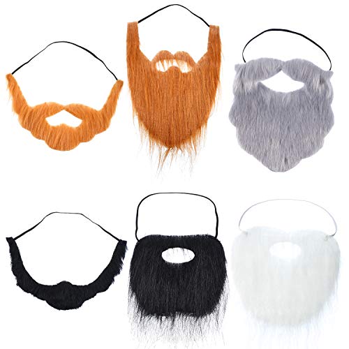 6 Bigotes Falsos Barba de Halloween Bigotes Postizos Divertidos Accesorios de Disfraz Materiales de Fiesta para Adultos Niños