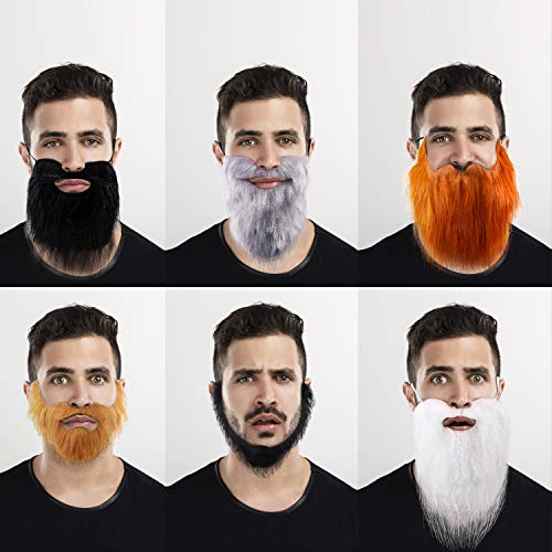 6 Bigotes Falsos Barba de Halloween Bigotes Postizos Divertidos Accesorios de Disfraz Materiales de Fiesta para Adultos Niños