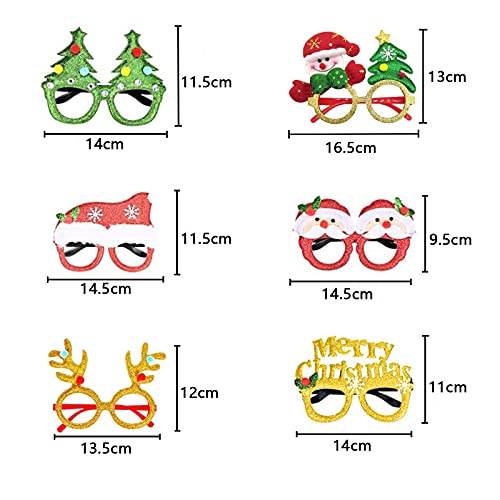 6 Piezas Gafas de Navidad, Novedad Marco de Gafas con Brillo Navideño, Gafas Decorativas Navideñas, para Mascarada Celebraciones NiñOs Y Adultos Fiesta de Navidad