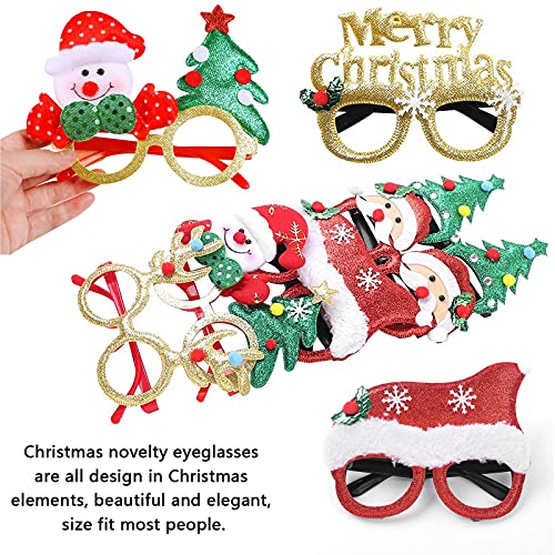 6 Piezas Gafas de Navidad, Novedad Marco de Gafas con Brillo Navideño, Gafas Decorativas Navideñas, para Mascarada Celebraciones NiñOs Y Adultos Fiesta de Navidad