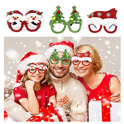 6 Piezas Gafas de Navidad, Novedad Marco de Gafas con Brillo Navideño, Gafas Decorativas Navideñas, para Mascarada Celebraciones NiñOs Y Adultos Fiesta de Navidad