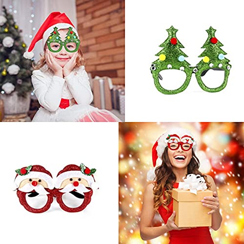 6 Piezas Gafas de Navidad, Novedad Marco de Gafas con Brillo Navideño, Gafas Decorativas Navideñas, para Mascarada Celebraciones NiñOs Y Adultos Fiesta de Navidad