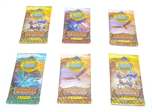 6 x Fantasy Riders 6 x Juego de Cartas Mixtas. Juego de Cartas coleccionables, 6 Paquetes, resurgir de los Dragones