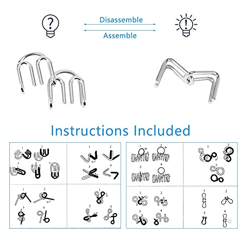 8 Unids/Set Rompecabezas Metal Puzzle Iq Inteligencia Juguete Educativo Habilidad Juego de Lógica Rompecabezas 3D Rompecabezas de Alambre de Metal Juguetes Set Rompecabezas Anillos