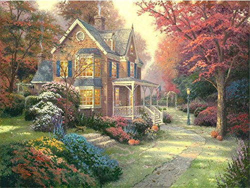 ABEUTY Pintura de bricolaje por números para adultos principiantes – Castle Forest Maple Garden 40,6 x 50,8 cm, pintura numérica antiestrés juguetes (marco de madera)