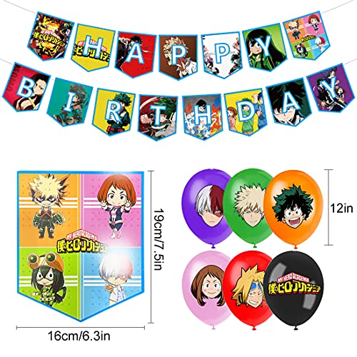 Accesorios para fiesta de cumpleaños, diseño de PAWT My Hero Academia con temática de tartas, incluye pancarta de cumpleaños,decoración de tartas, globos de látex