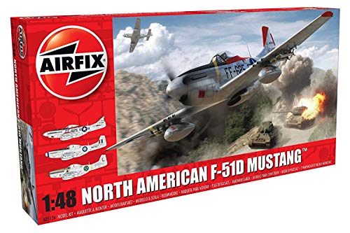 Airfix-1/48 North American F51D Mustang Model, Color Gris (Hornby Hobbies LTD A05136)