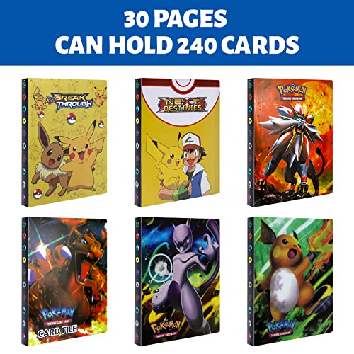 Álbum para Cartas, Carpeta para Colección de Tarjetas, Album Pokemon para Cartas 2021, Libro Titular Colección Tarjetas, 30 páginas con Capacidad para 240 Cartas