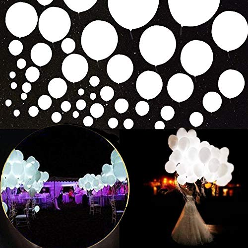 Amaza 36 Pcs Globos Led Decoracion Cumpleaños, Boda Fiesta, Navidad (Blanco) (36 Pieces)