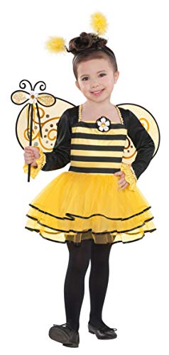 amscan 10132303 - Vestido de abeja con tutú, alas, varita y boppers para niñas de 3 a 4 años, 1 unidad