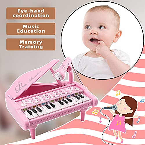 Amy & Benton Melody, Mini Juguete de Piano con 24 Teclas, Electrónico con Luces y Canciones, 36M+