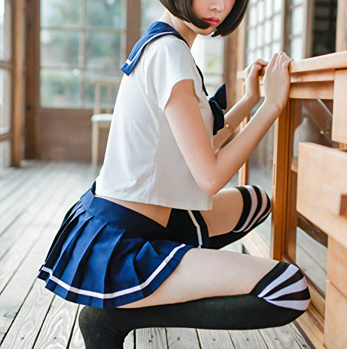 Anime Cosplay Lencería Disfraces Japonés Mini Marinero Traje Mujeres Sexy Colegiales Traje Precioso (azul)