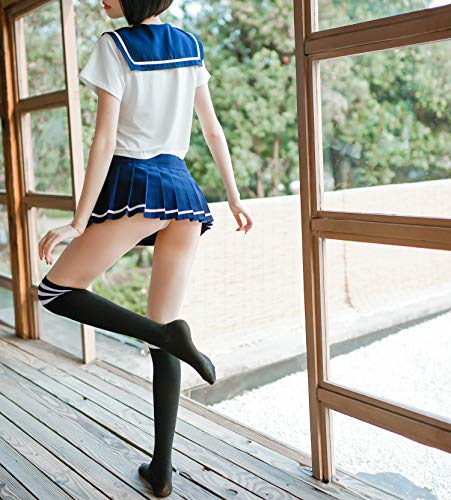 Anime Cosplay Lencería Disfraces Japonés Mini Marinero Traje Mujeres Sexy Colegiales Traje Precioso (azul)