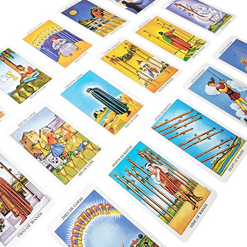 ANUFER 78 Piezas/Conjunto Cartas de Tarot Tablero de Cubierta Decir el Futuro Adivinación Juego Edición en Inglés Jinete de Espera Radiante Español SN07408