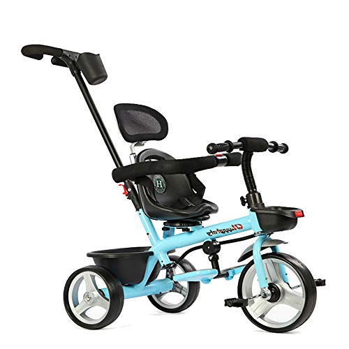 Aocean Bicicletta Triciclo Bambini,bebés a Partir de los 8 Meses, con Control Parental Banda de Goma Ruedas de Gomas y Conducción Silenciosa Máx 30 kg, Blue