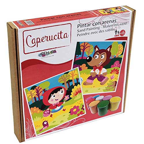 Arenart | Pack 2 Dibujos Caperucita Roja 30x30cm | para Pintar con Arenas de Colores | Manualidades para Niños | Dibujo Infantil | +6 años