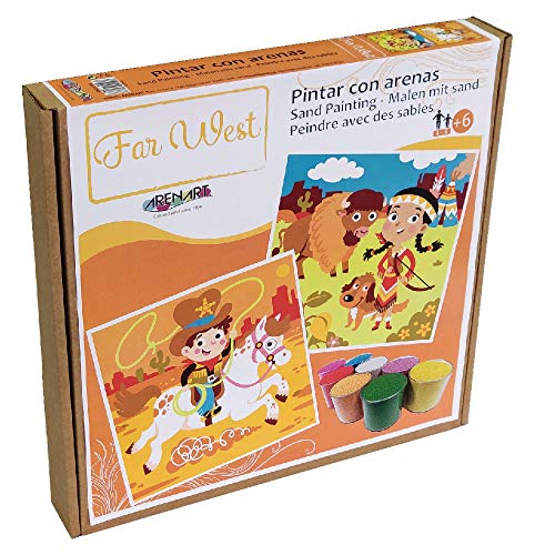 Arenart | Pack 2 Dibujos de Indios 30x30cm | para Pintar con Arenas de Colores | Manualidades para Niños | Dibujo Infantil | +6 años