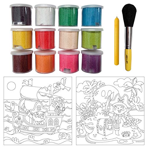 Arenart | Pack 2 Dibujos Piratas 30x30cm | para Pintar con Arenas de Colores | Manualidades para Niños | Dibujo Infantil | +6 años