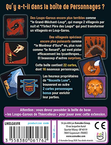 Asmodee-Les Loups-Garous de Thiercelieux-Extension Personnages, LMELG03FR, Jeu D'ambiance