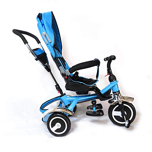 ATAA Baby Triciclo evolutivo 5 en 1 - Azul - Asiento Giratorio 360º - Ruedas eva antipinchazos y ultrasilenciosas