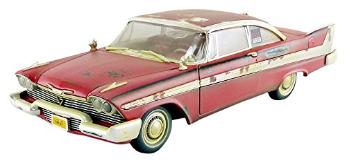 Auto World – Miniatura de Coche Plymouth Fury Christine Dirty, versión 1958, Escala 1/18, AWSS119, Rojo/Blanco