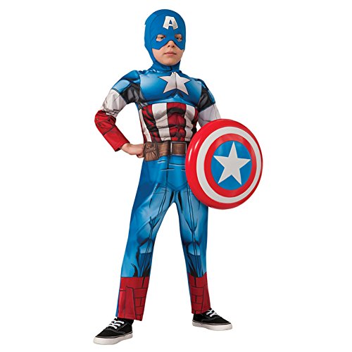 Avengers - Disfraz de Capitan America Premium para niño, 8-10 años (Rubies 620021)