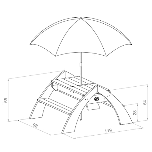 AXI Delta Mesa de Agua y Arena y Picnic para niños de Madera | Water Table infantil con Tapa, Contenedores y Parasol en Gris y Blanco | Juguetes de exterior / jardin