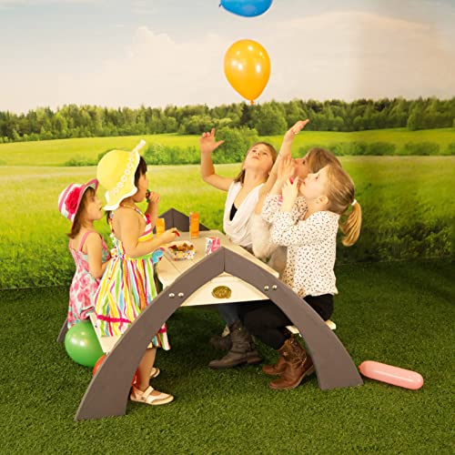 AXI Kylo Mesa de Picnic para niños en Gris y Blanco | Mesa para Picnic de Madera con Parasol | Mesa infantil para Jardin / Exterior