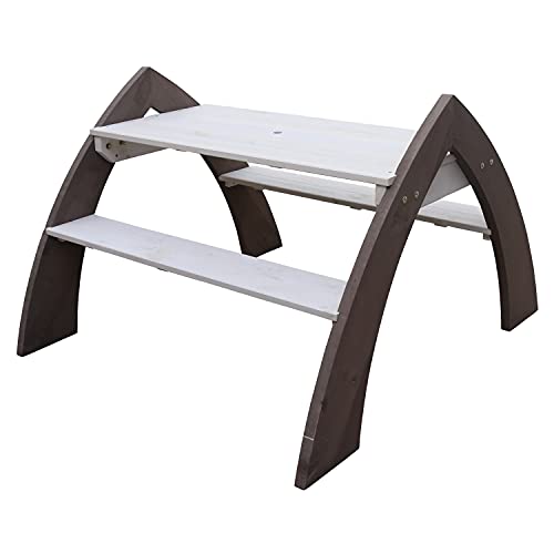 AXI Kylo Mesa de Picnic para niños en Gris y Blanco | Mesa para Picnic de Madera con Parasol | Mesa infantil para Jardin / Exterior