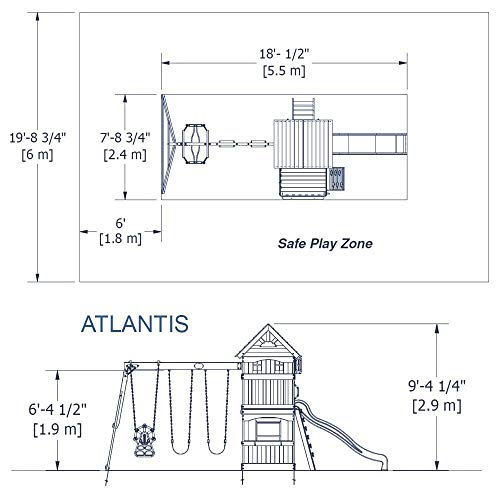 Backyard Discovery Parque Infantil Atlantic | Zona Infantil para ninos de Madera XXL con Columpio, Tobogan, Muro de escalada y Arenero | Area de Juegos para Jardin