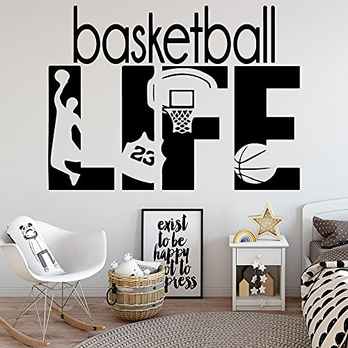 Baloncesto vida hogar pegatinas de pared caja de baloncesto uniforme de baloncesto calcomanías decoración de la habitación de los niños pegatinas de pared A2 78x57cm