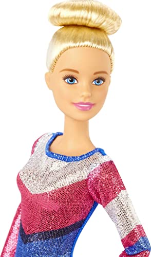 Barbie Olimpíadas, muñeca gimnasta, barra de equilibrios de juguete y más de 15 accesorios (Mattel GJM72)