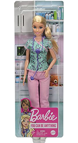 Barbie quiero ser enfermera muñeca rubia con accesorios para niñas + 3 años (Mattel GTW39)