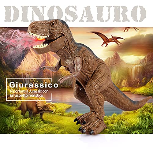 Baztoy Dinosaurio teledirigido juguete – Juegos Animales T-Rex Drago Gadget con función Pulverizar y sonidos para niños educativos cumpleaños Navidad regalos jóvenes niñas 3 4 5 6 7 8 9 10 11 12 años