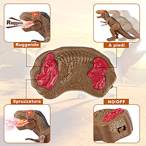 Baztoy Dinosaurio teledirigido juguete – Juegos Animales T-Rex Drago Gadget con función Pulverizar y sonidos para niños educativos cumpleaños Navidad regalos jóvenes niñas 3 4 5 6 7 8 9 10 11 12 años