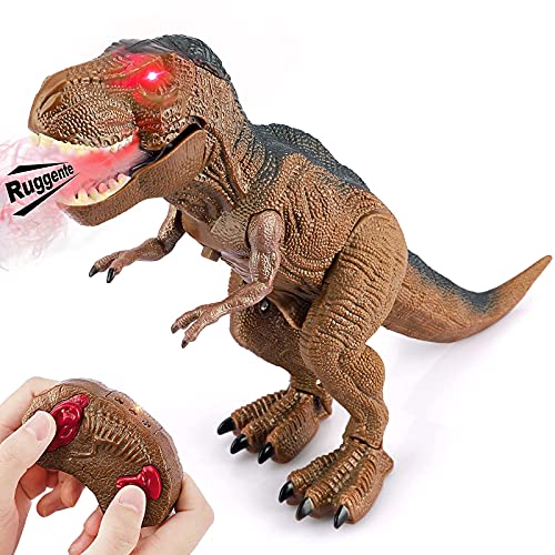 Baztoy Dinosaurio teledirigido juguete – Juegos Animales T-Rex Drago Gadget con función Pulverizar y sonidos para niños educativos cumpleaños Navidad regalos jóvenes niñas 3 4 5 6 7 8 9 10 11 12 años